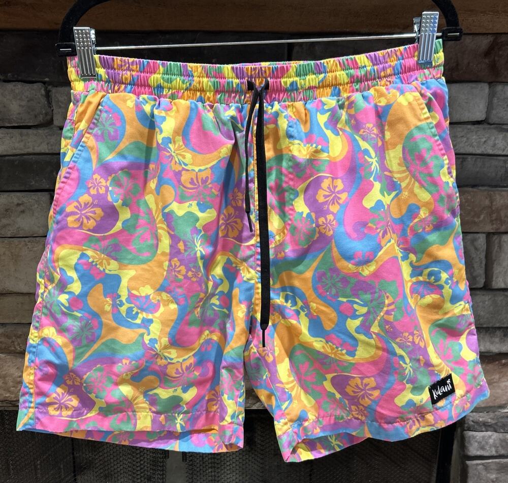 Men’s KULANI KINIS Bermuda Bloom Swim Trunks Board Shorts Size L *C5